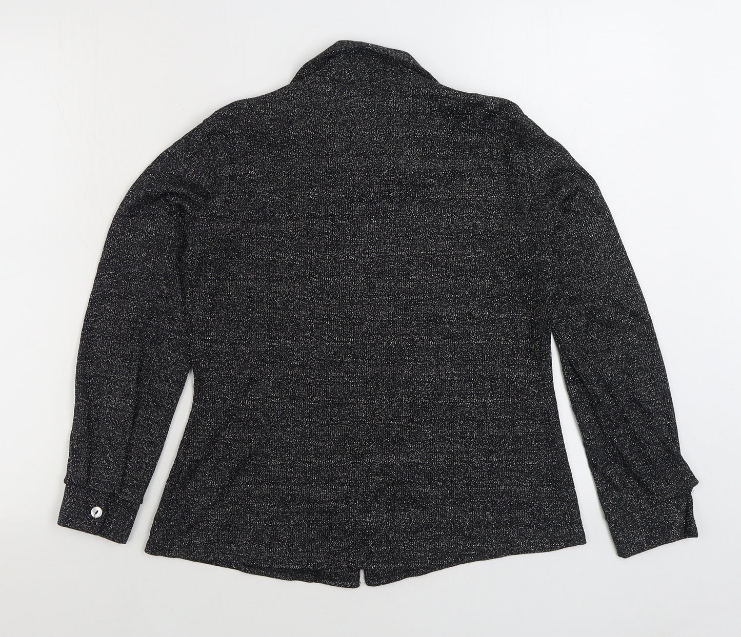 New Look Womens Black Collared Nylon Cardigan Jumper Size 12