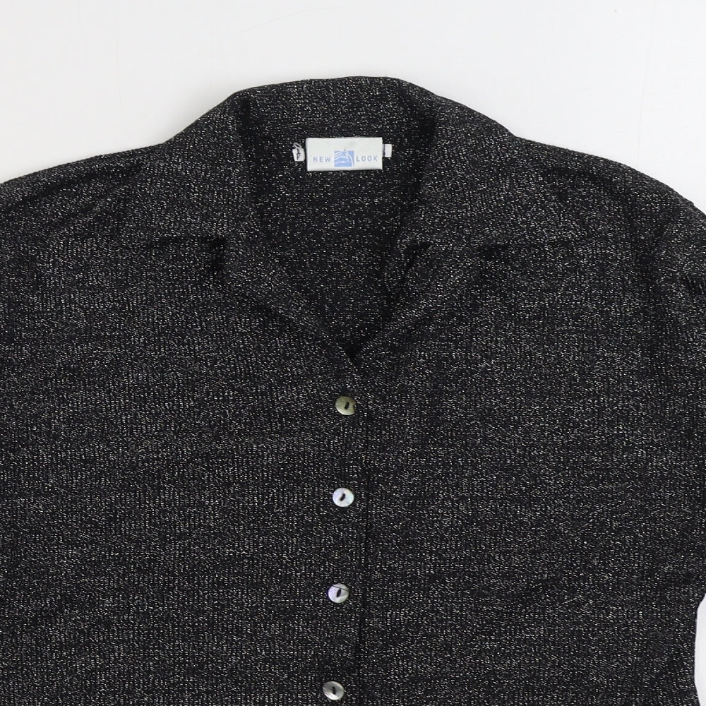 New Look Womens Black Collared Nylon Cardigan Jumper Size 12