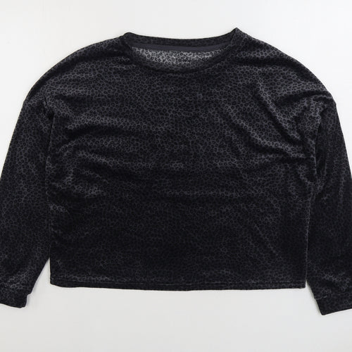 Primark Womens Black Animal Print Polyester Top Pyjama Top Size M - Leopard Print