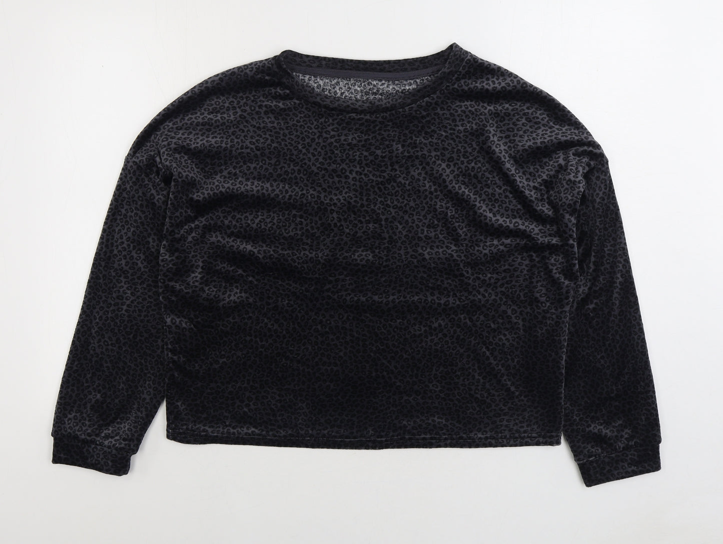 Primark Womens Black Animal Print Polyester Top Pyjama Top Size M - Leopard Print