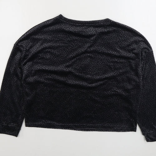 Primark Womens Black Animal Print Polyester Top Pyjama Top Size M - Leopard Print