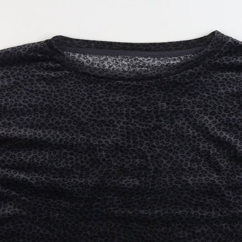 Primark Womens Black Animal Print Polyester Top Pyjama Top Size M - Leopard Print