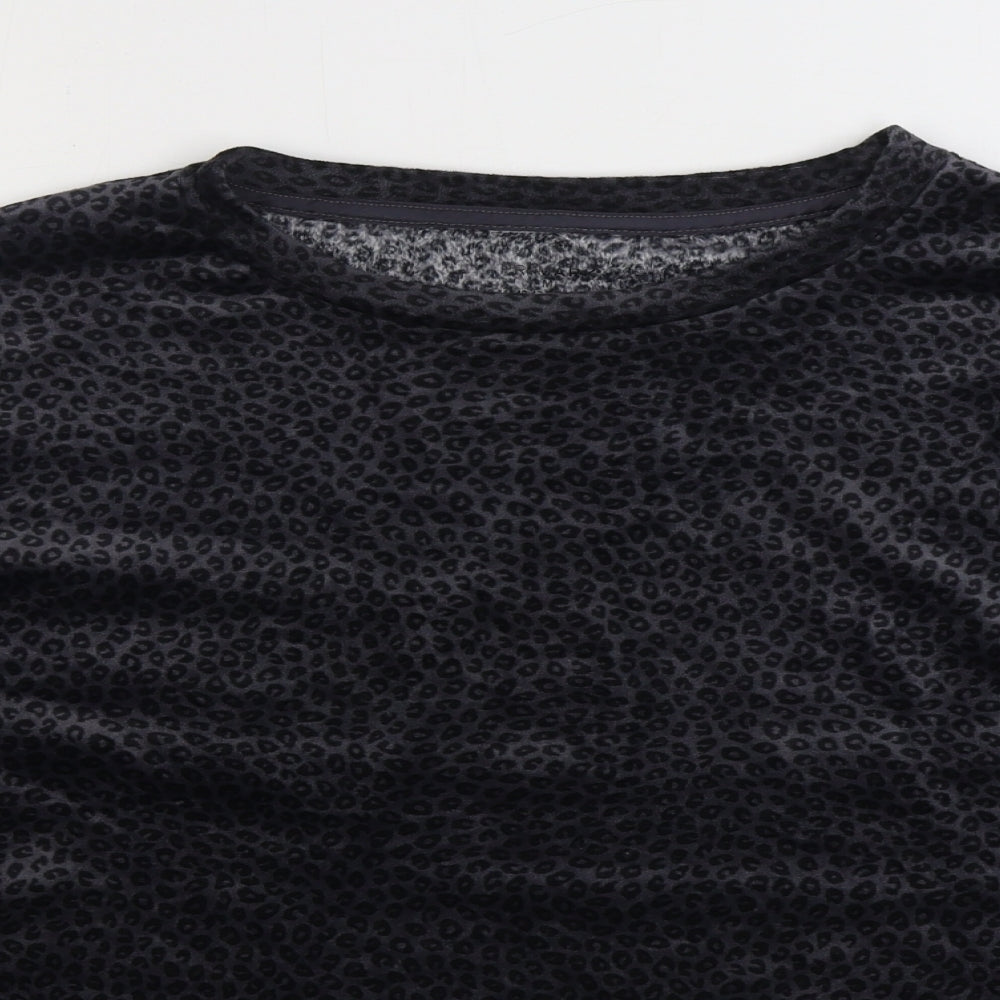 Primark Womens Black Animal Print Polyester Top Pyjama Top Size M - Leopard Print