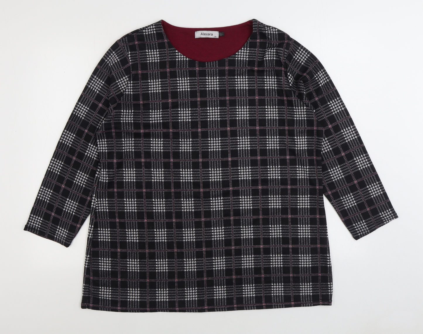 Alexara Womens Black Plaid Polyester Pullover Sweatshirt Size 20 Pullover