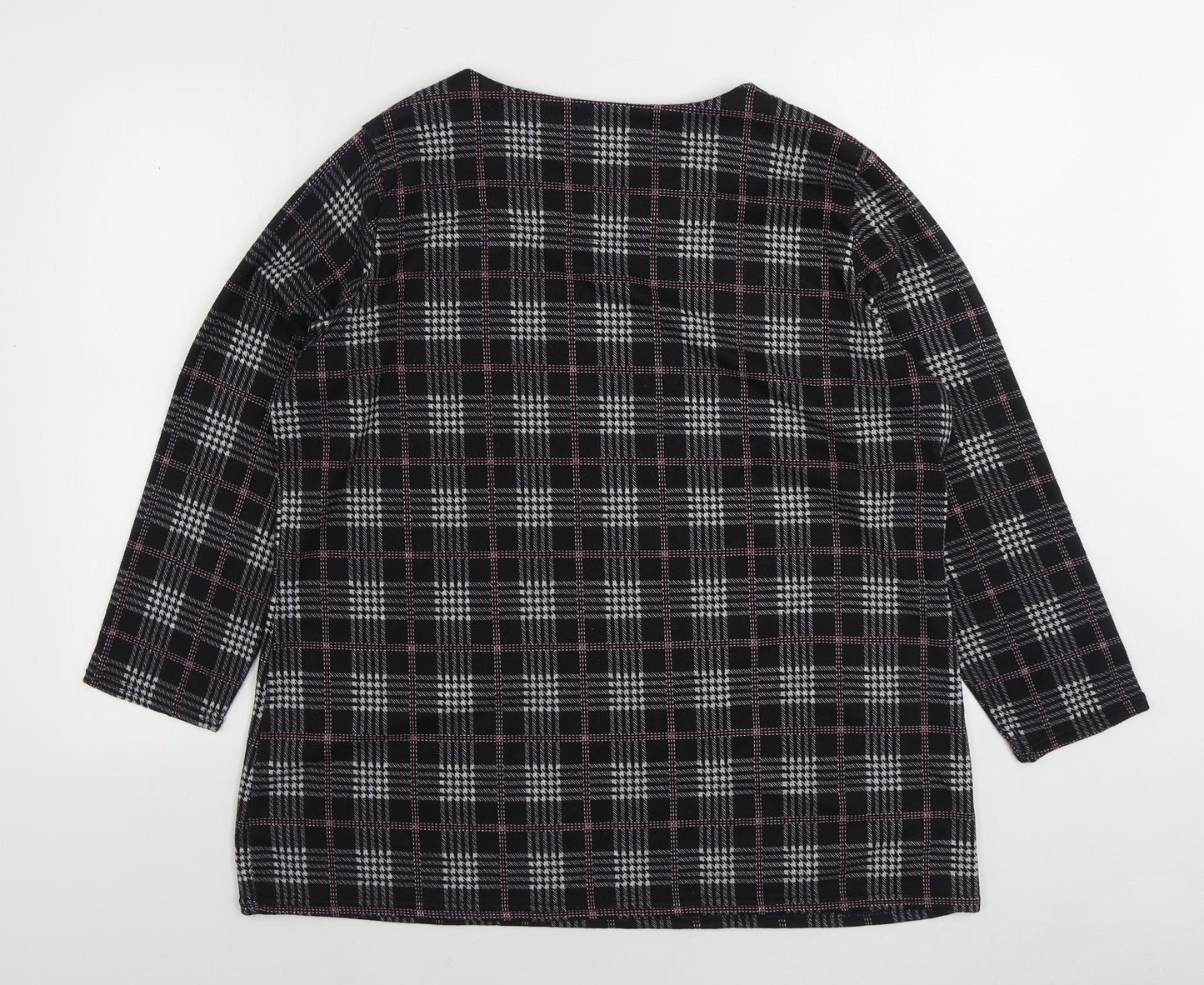 Alexara Womens Black Plaid Polyester Pullover Sweatshirt Size 20 Pullover