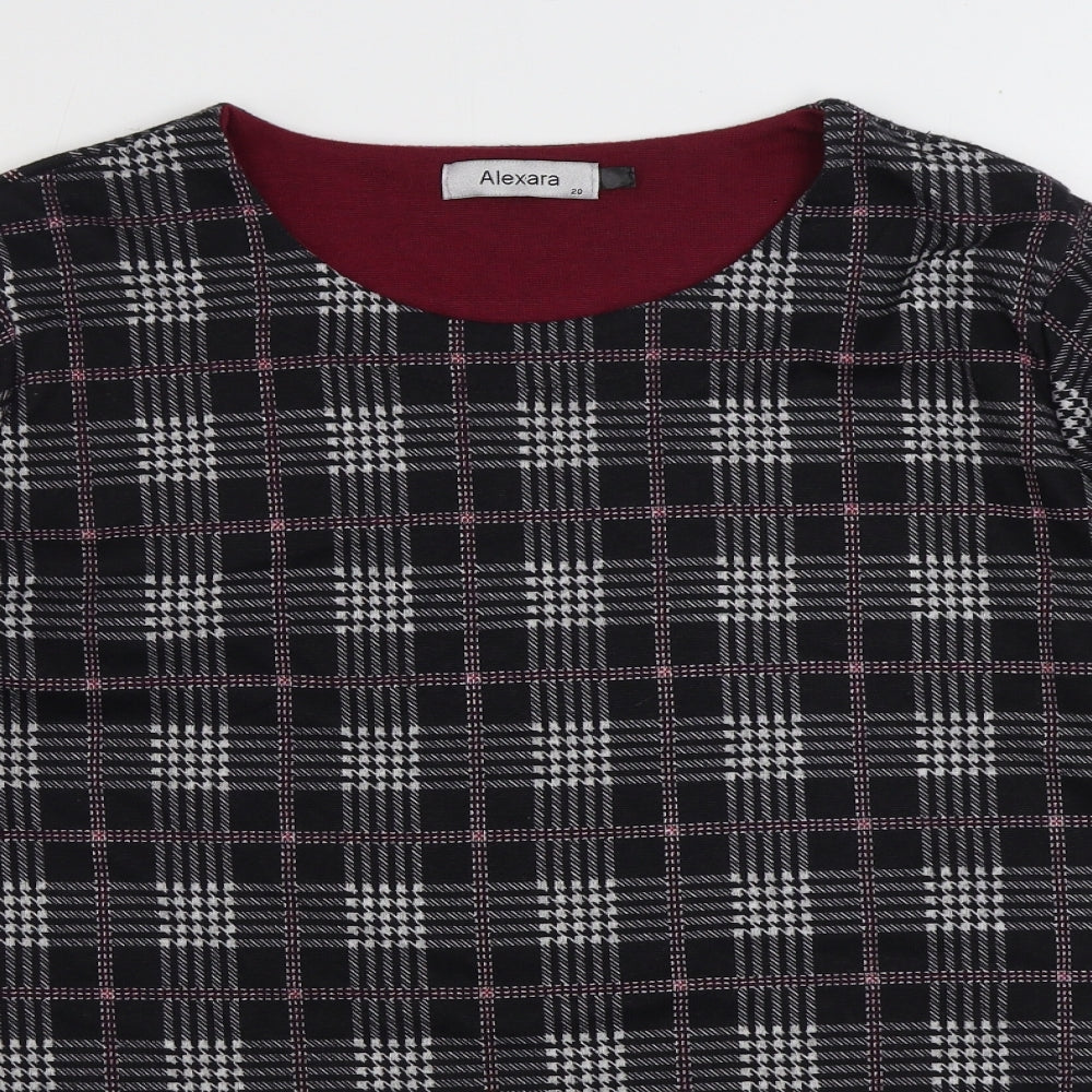 Alexara Womens Black Plaid Polyester Pullover Sweatshirt Size 20 Pullover