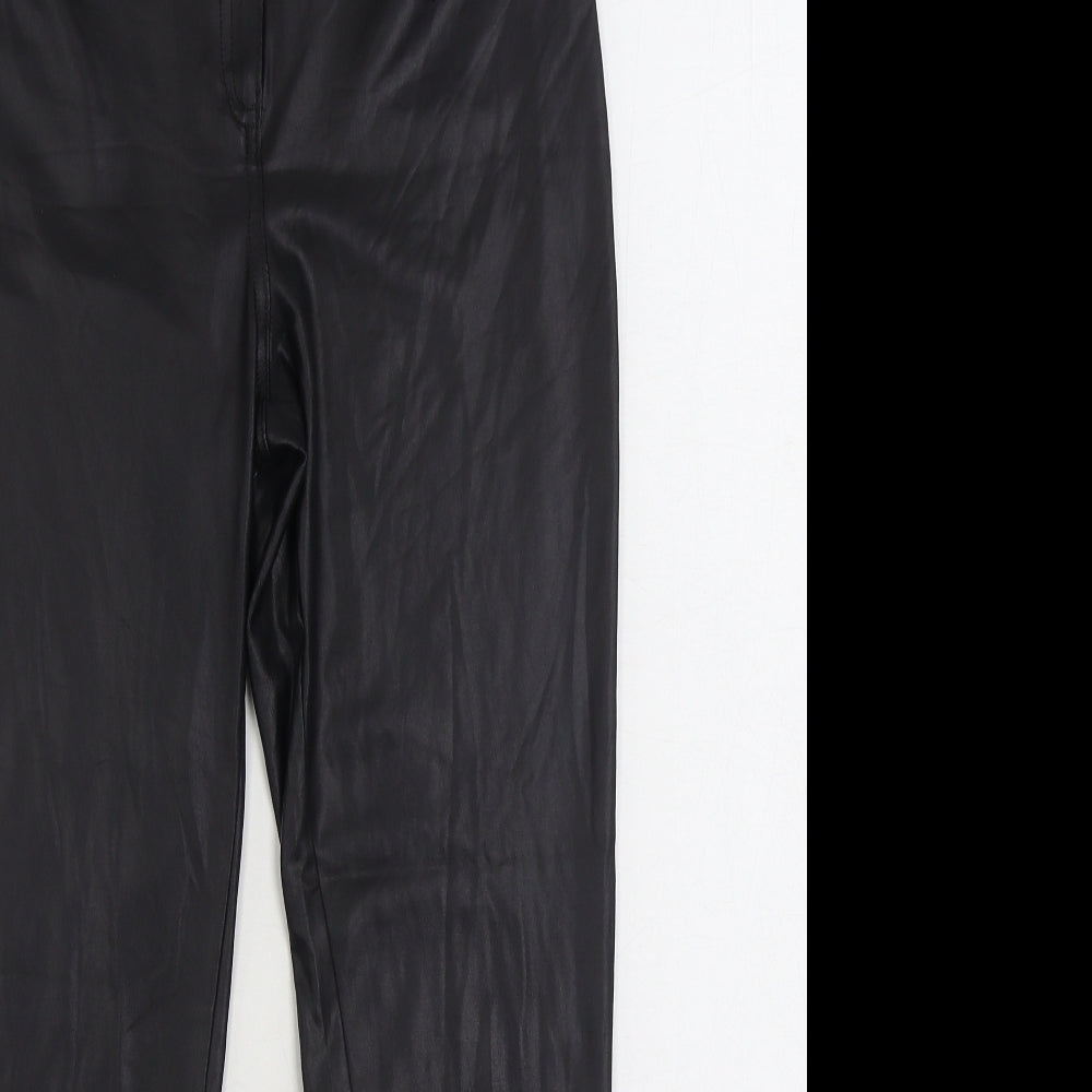 MNG Womens Black Polyurethane Jegging Trousers Size L L28 in Regular Zip - Faux Leather