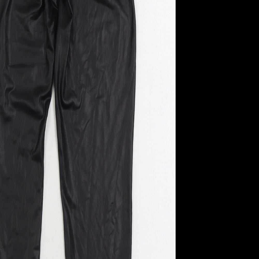 MNG Womens Black Polyurethane Jegging Trousers Size L L28 in Regular Zip - Faux Leather