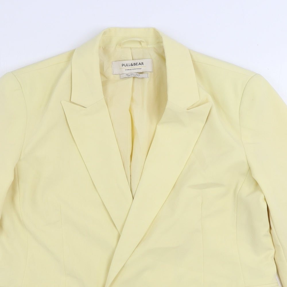 Pull&Bear Womens Yellow Jacket Blazer Size L Button