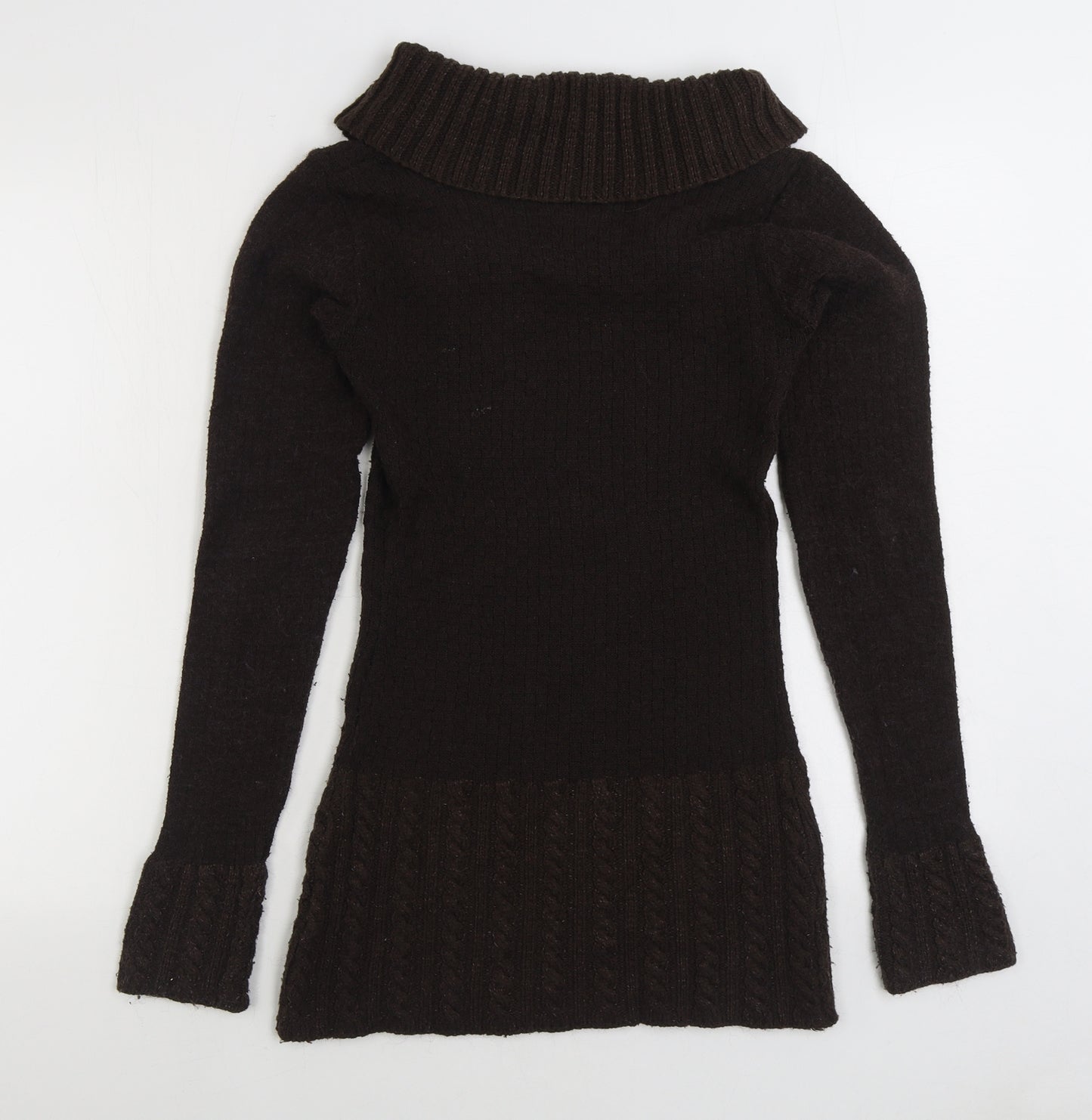 Jane Norman Womens Brown Square Neck Viscose Pullover Jumper Size 10
