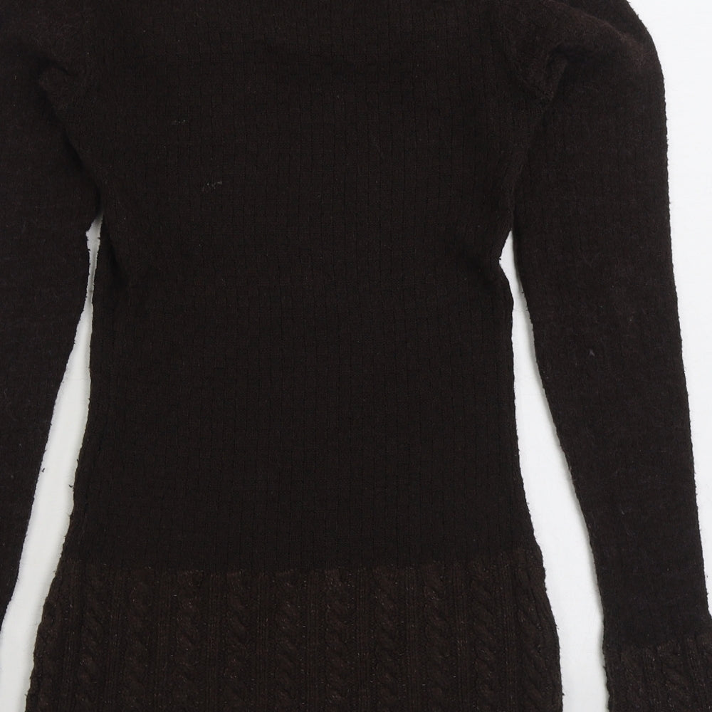 Jane Norman Womens Brown Square Neck Viscose Pullover Jumper Size 10