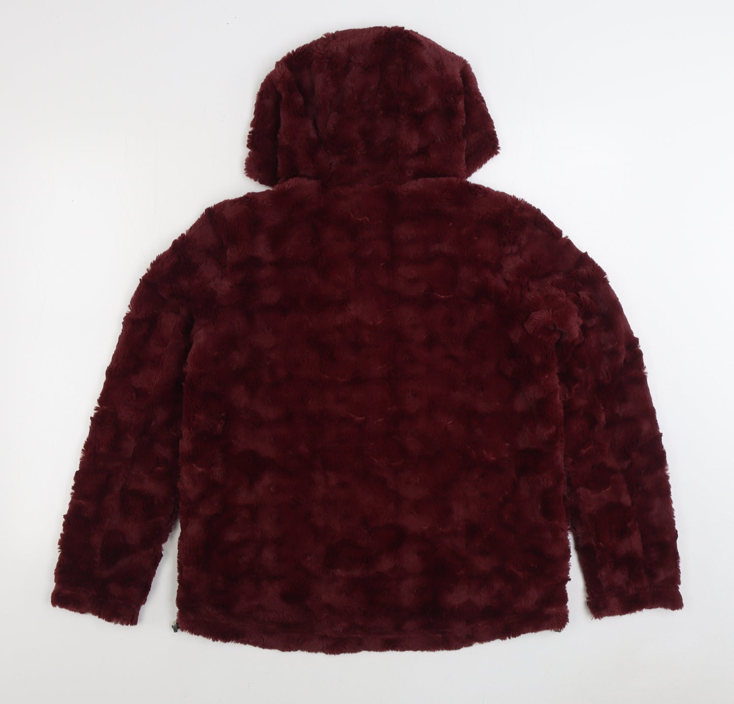 Cortefiel Womens Red Jacket Size 8 Zip - Faux Fur Reversible