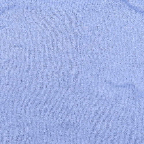 Aniela Womens Blue Round Neck Acrylic Cardigan Jumper Size L
