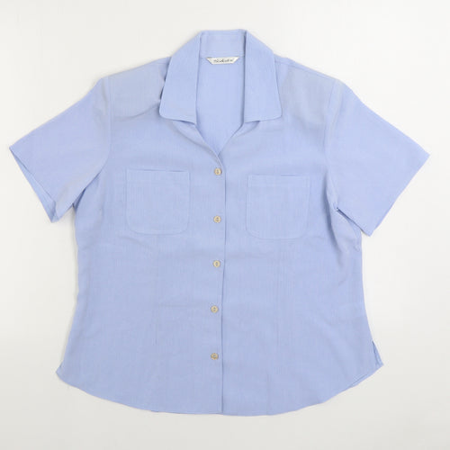 Berkertex Womens Blue Polyester Basic Button-Up Size 14 Collared