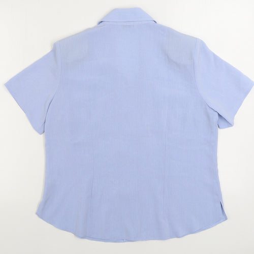 Berkertex Womens Blue Polyester Basic Button-Up Size 14 Collared
