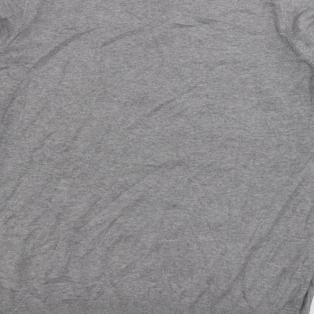 Marks and Spencer Mens Grey V-Neck Cotton Pullover Jumper Size L