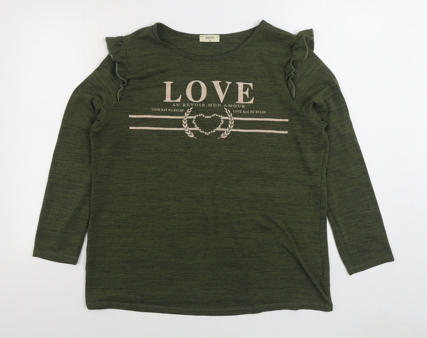 Papaya Womens Green Polyester Pullover Sweatshirt Size 16 Pullover - Love