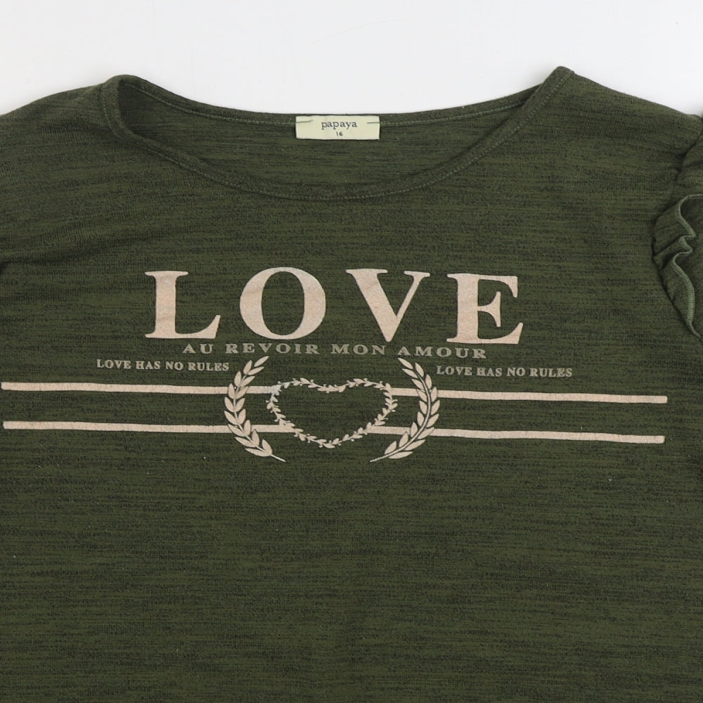 Papaya Womens Green Polyester Pullover Sweatshirt Size 16 Pullover - Love