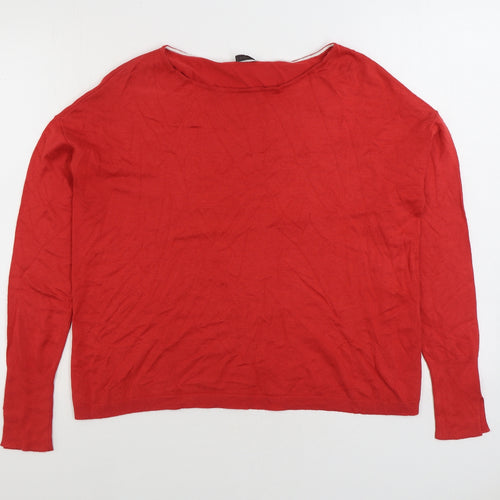 Marella Womens Red Boat Neck Acrylic Pullover Jumper Size M