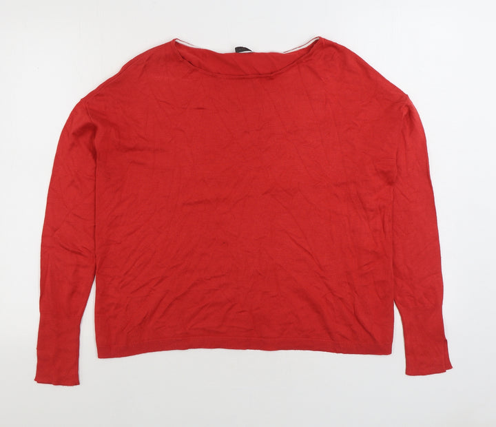 Marella Womens Red Boat Neck Acrylic Pullover Jumper Size M
