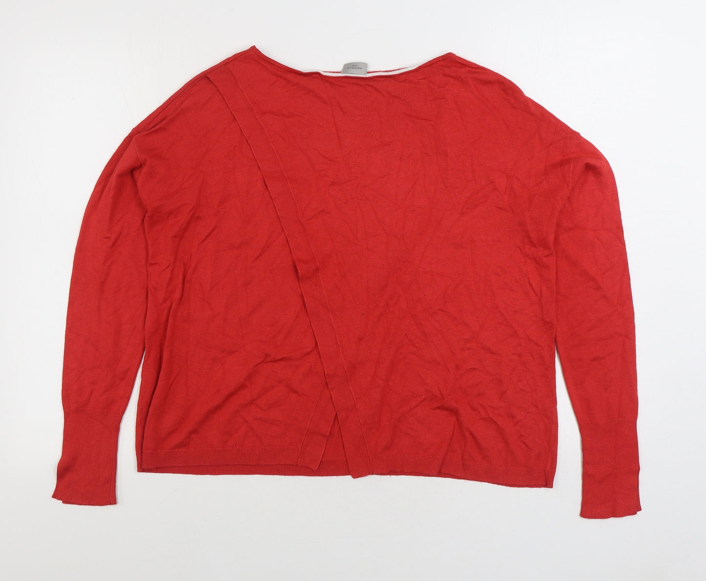 Marella Womens Red Boat Neck Acrylic Pullover Jumper Size M