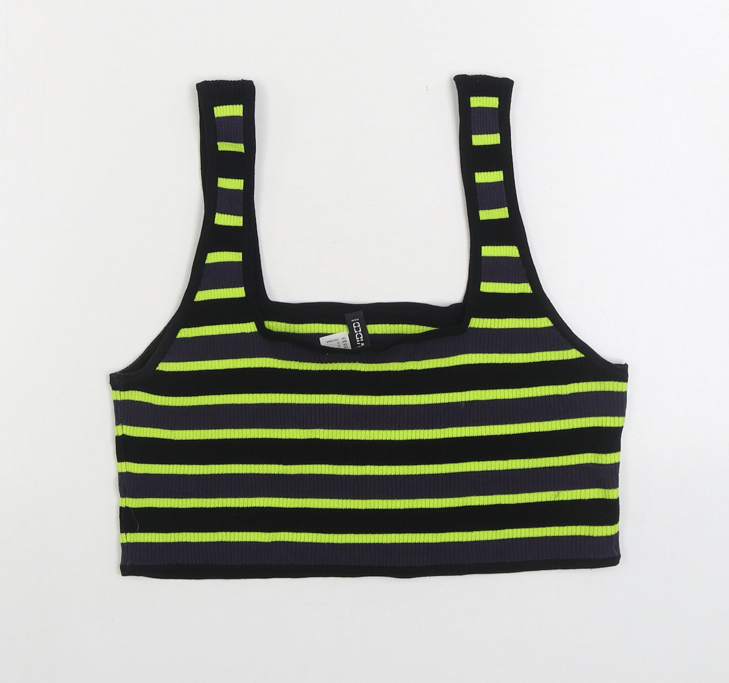 Divided by H&M Womens Multicoloured Striped Viscose Cropped Tank Size L Square Neck