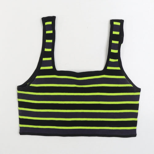 Divided by H&M Womens Multicoloured Striped Viscose Cropped Tank Size L Square Neck