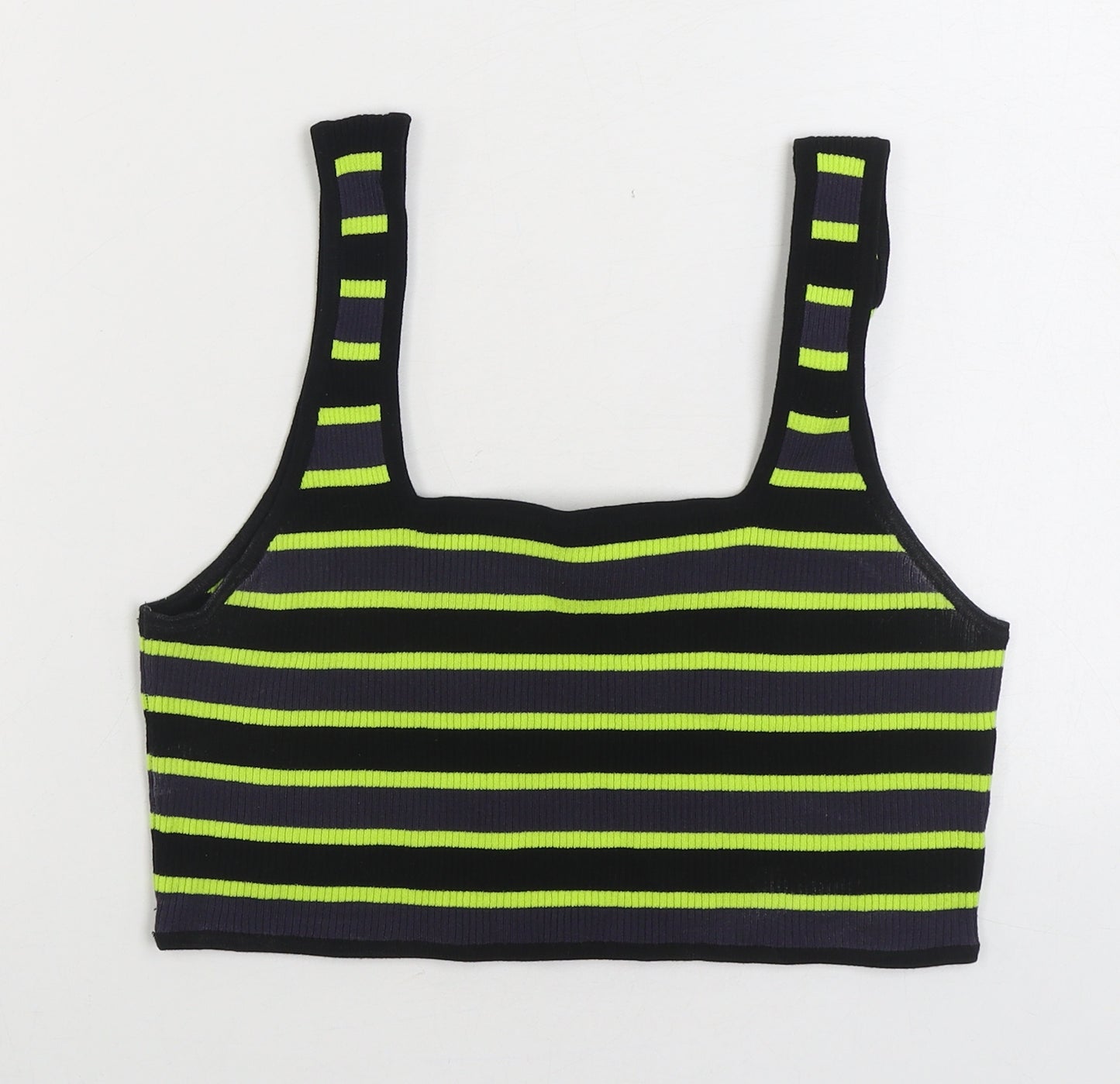 Divided by H&M Womens Multicoloured Striped Viscose Cropped Tank Size L Square Neck