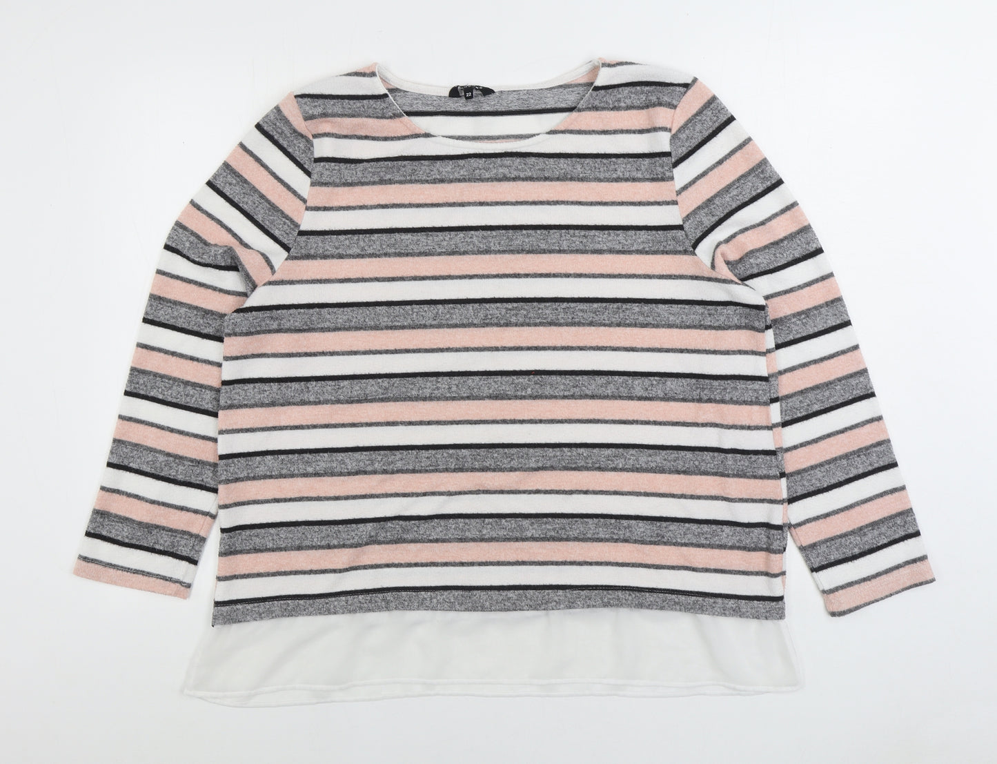 Peacocks Womens Multicoloured Boat Neck Striped Acrylic Pullover Jumper Size 22