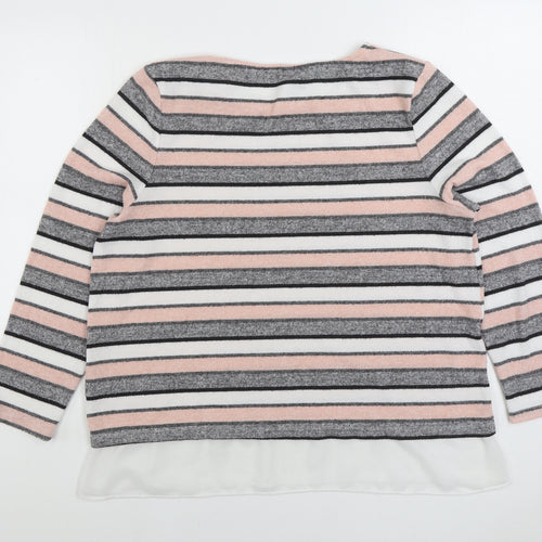 Peacocks Womens Multicoloured Boat Neck Striped Acrylic Pullover Jumper Size 22