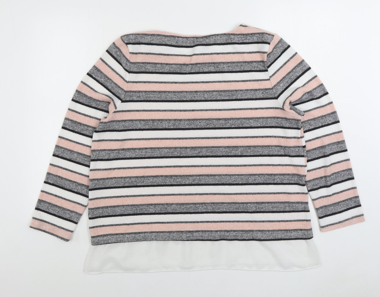 Peacocks Womens Multicoloured Boat Neck Striped Acrylic Pullover Jumper Size 22