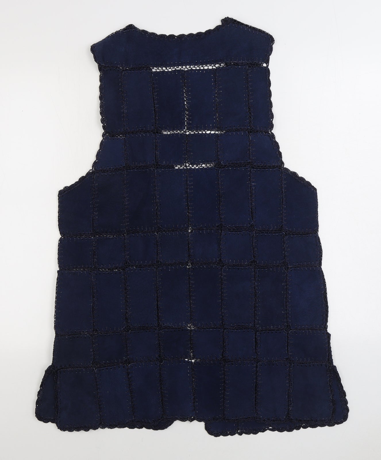 Preworn Womens Blue Gilet Jacket Size L Hook & Eye - Patchwork