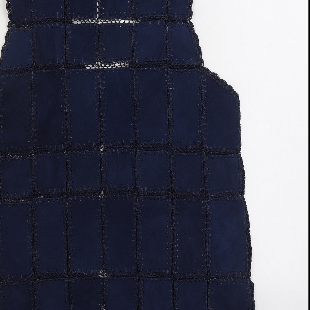 Preworn Womens Blue Gilet Jacket Size L Hook & Eye - Patchwork