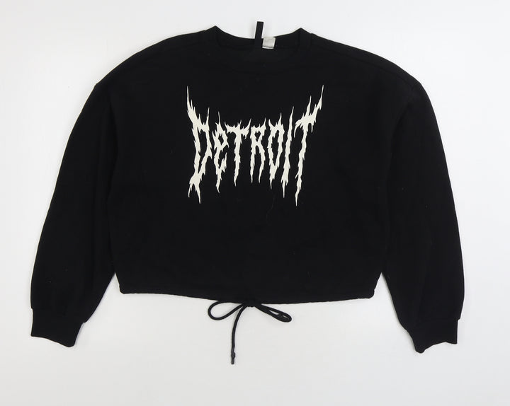 Divided by H&M Womens Black Cotton Pullover Sweatshirt Size M Pullover - Detroit