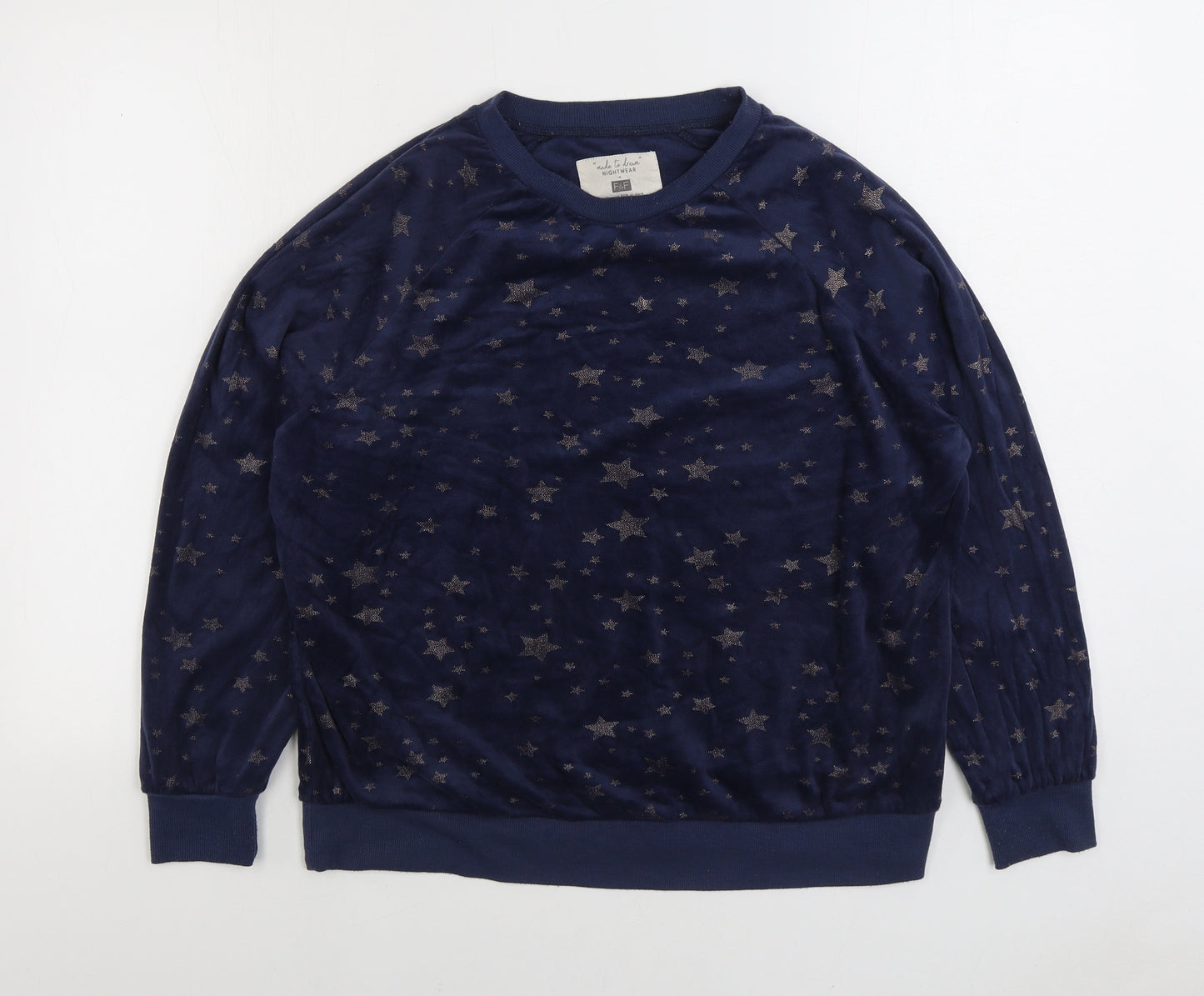 F&F Womens Blue Geometric Polyester Top Pyjama Top Size M - Stars