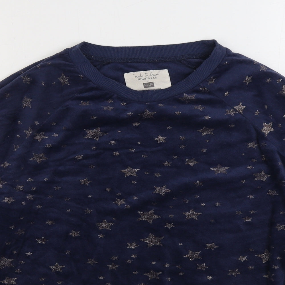 F&F Womens Blue Geometric Polyester Top Pyjama Top Size M - Stars