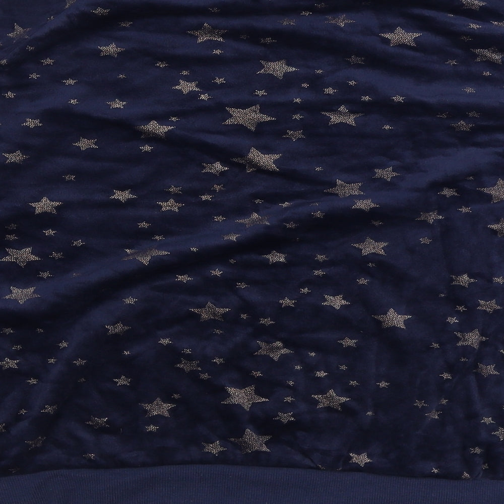 F&F Womens Blue Geometric Polyester Top Pyjama Top Size M - Stars
