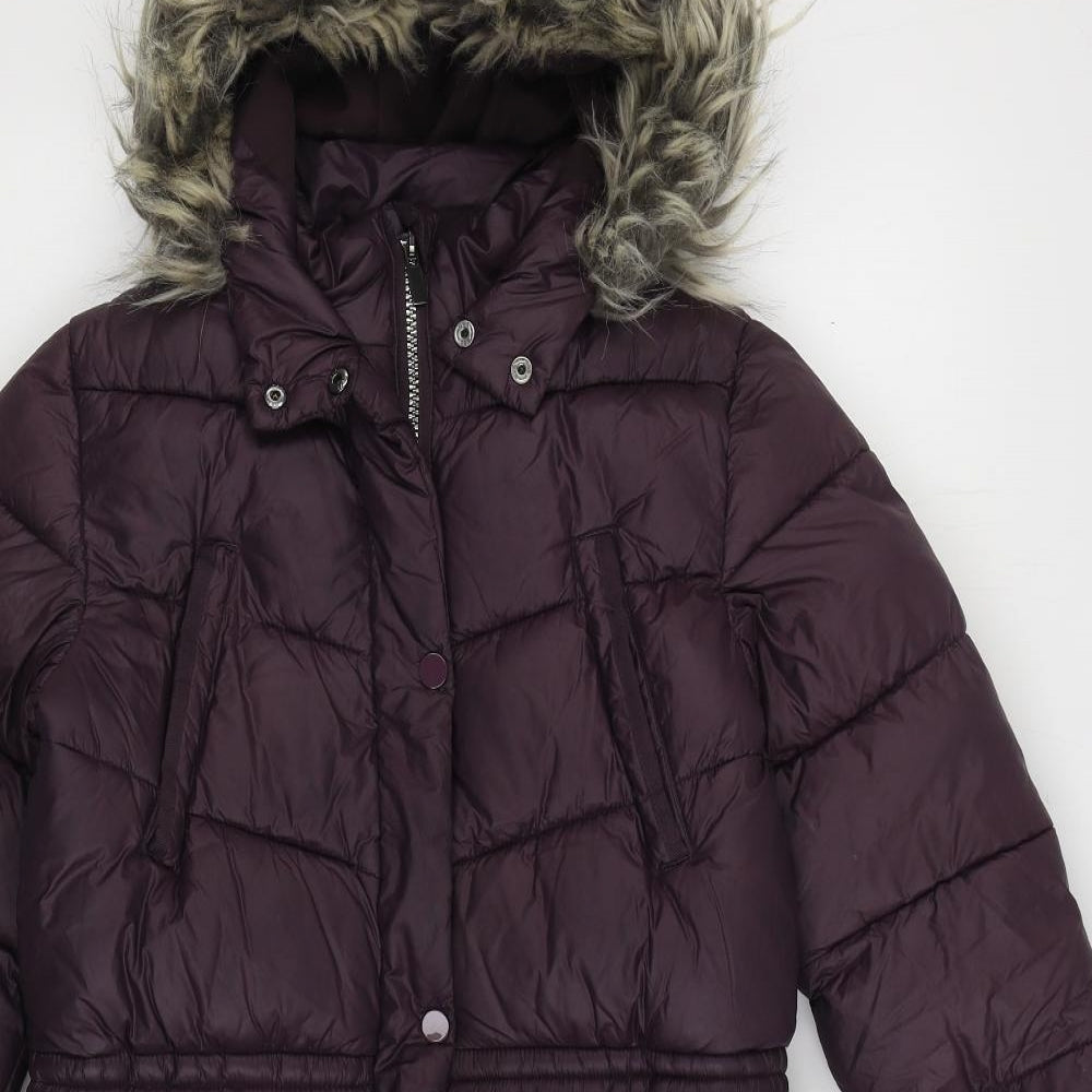 NEXT Girls Purple Parka Coat Size 11 Years Zip