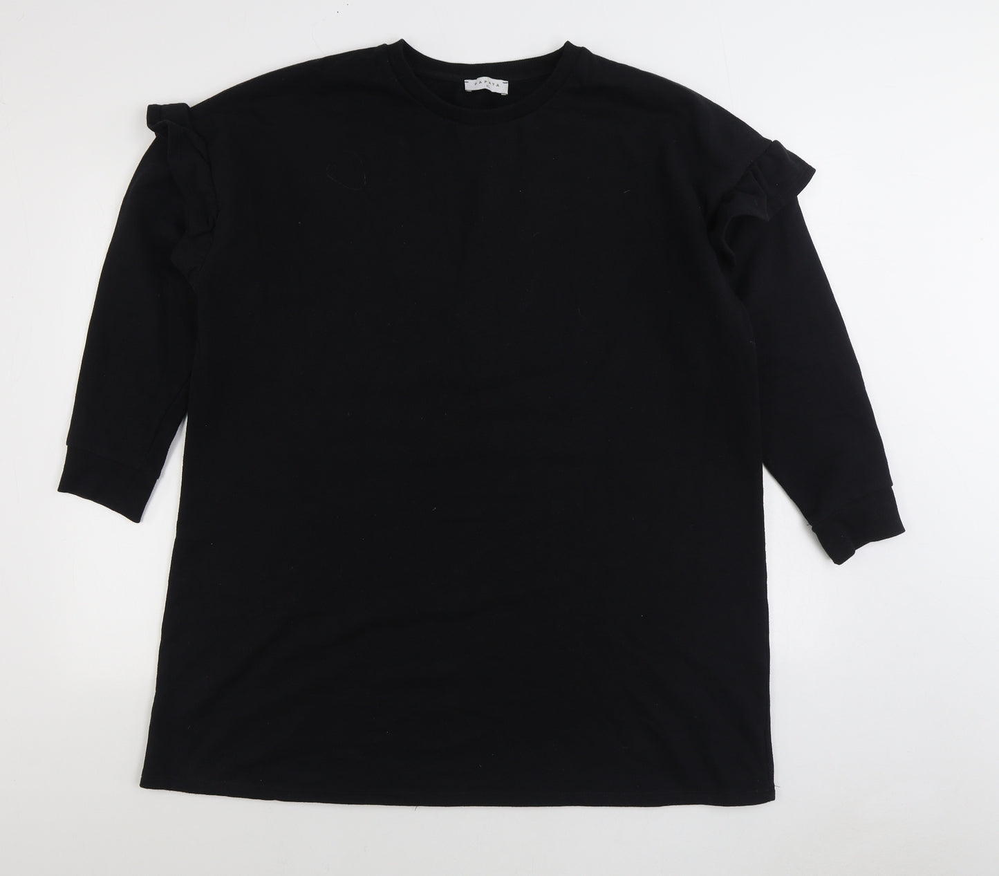 Papaya Womens Black Cotton Pullover Sweatshirt Size XL Pullover