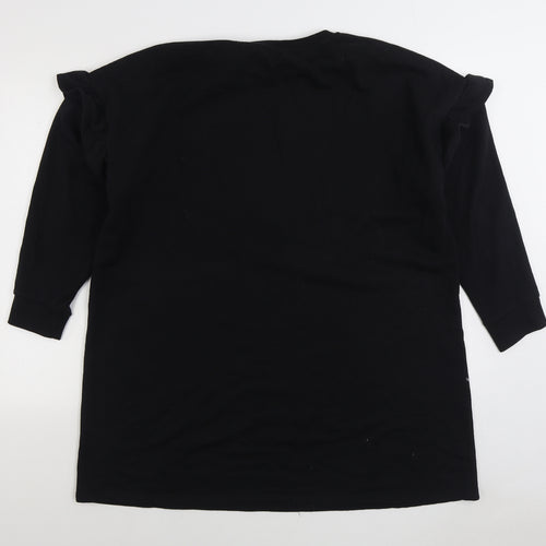 Papaya Womens Black Cotton Pullover Sweatshirt Size XL Pullover