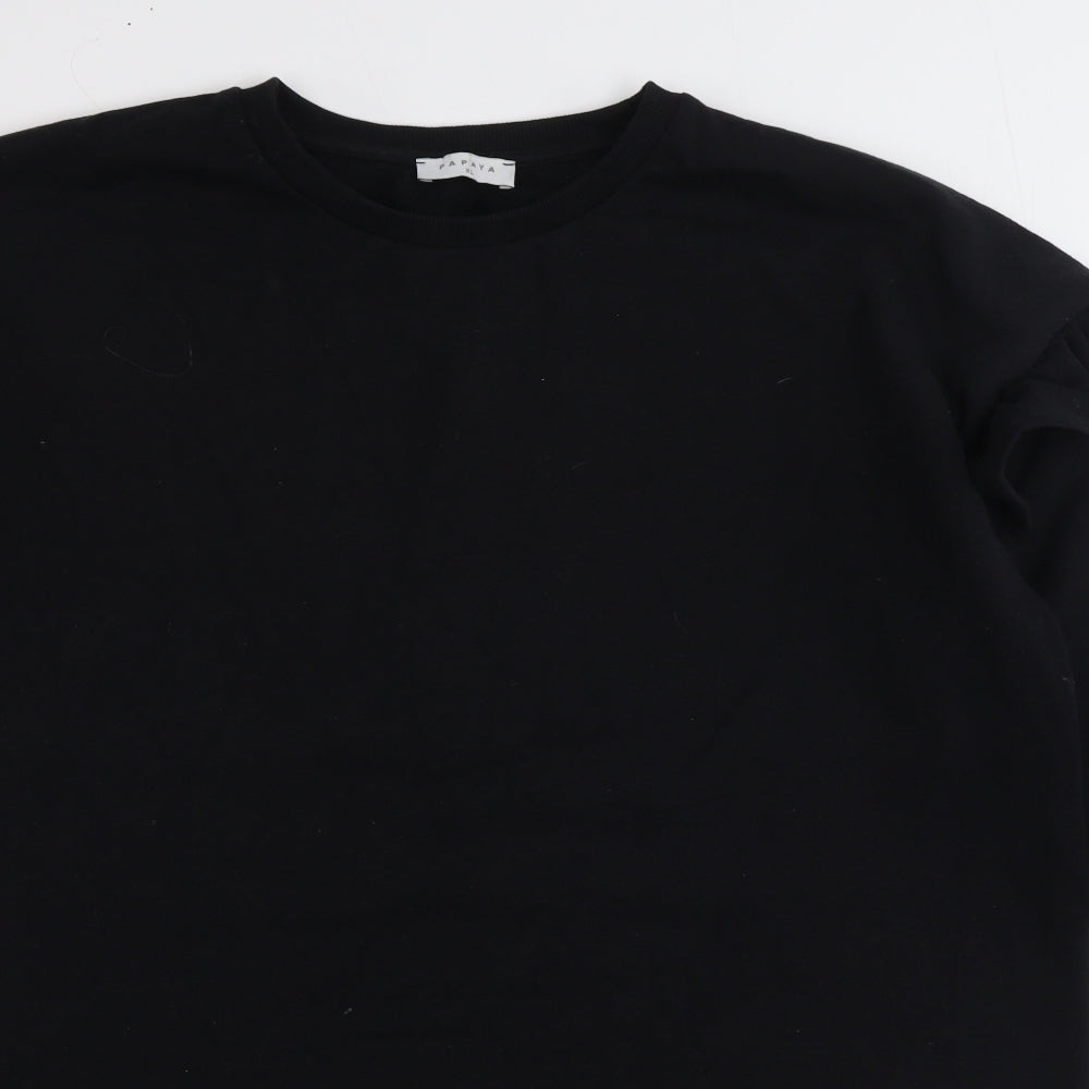 Papaya Womens Black Cotton Pullover Sweatshirt Size XL Pullover