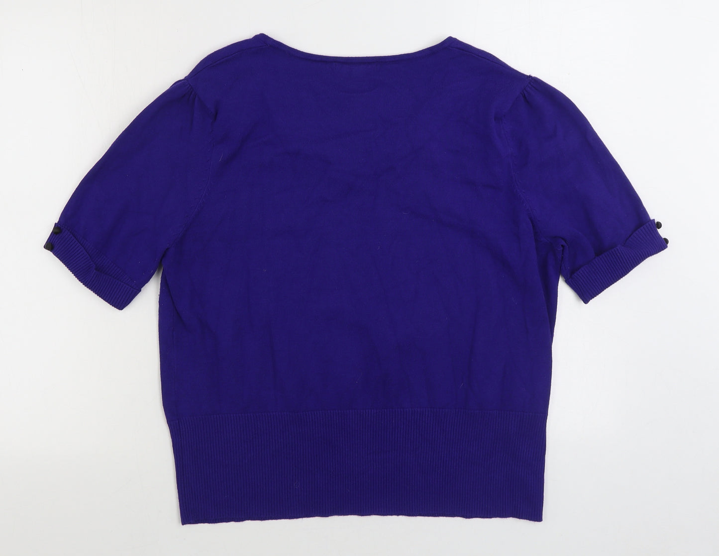 David Emanuel Womens Blue Scoop Neck Viscose Pullover Jumper Size 22