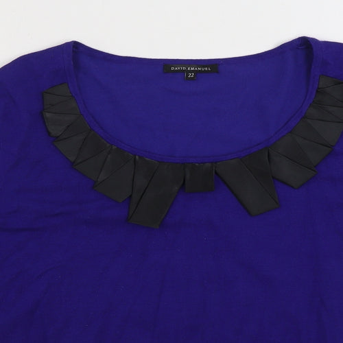 David Emanuel Womens Blue Scoop Neck Viscose Pullover Jumper Size 22