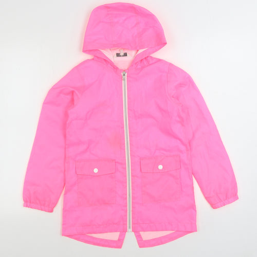 Miss E-Vie Girls Pink Rain Coat Coat Size 9-10 Years Zip