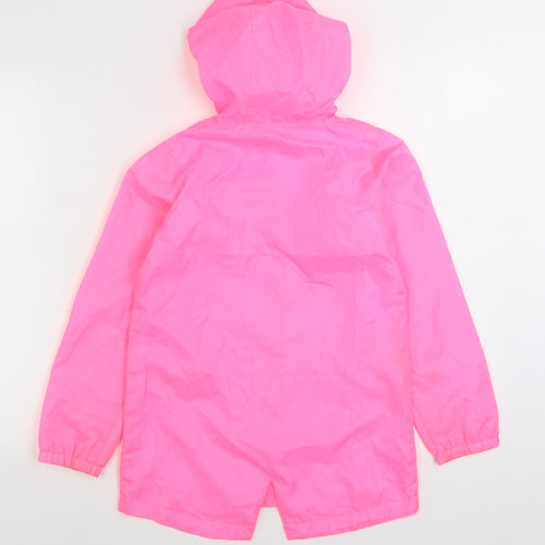 Miss E-Vie Girls Pink Rain Coat Coat Size 9-10 Years Zip