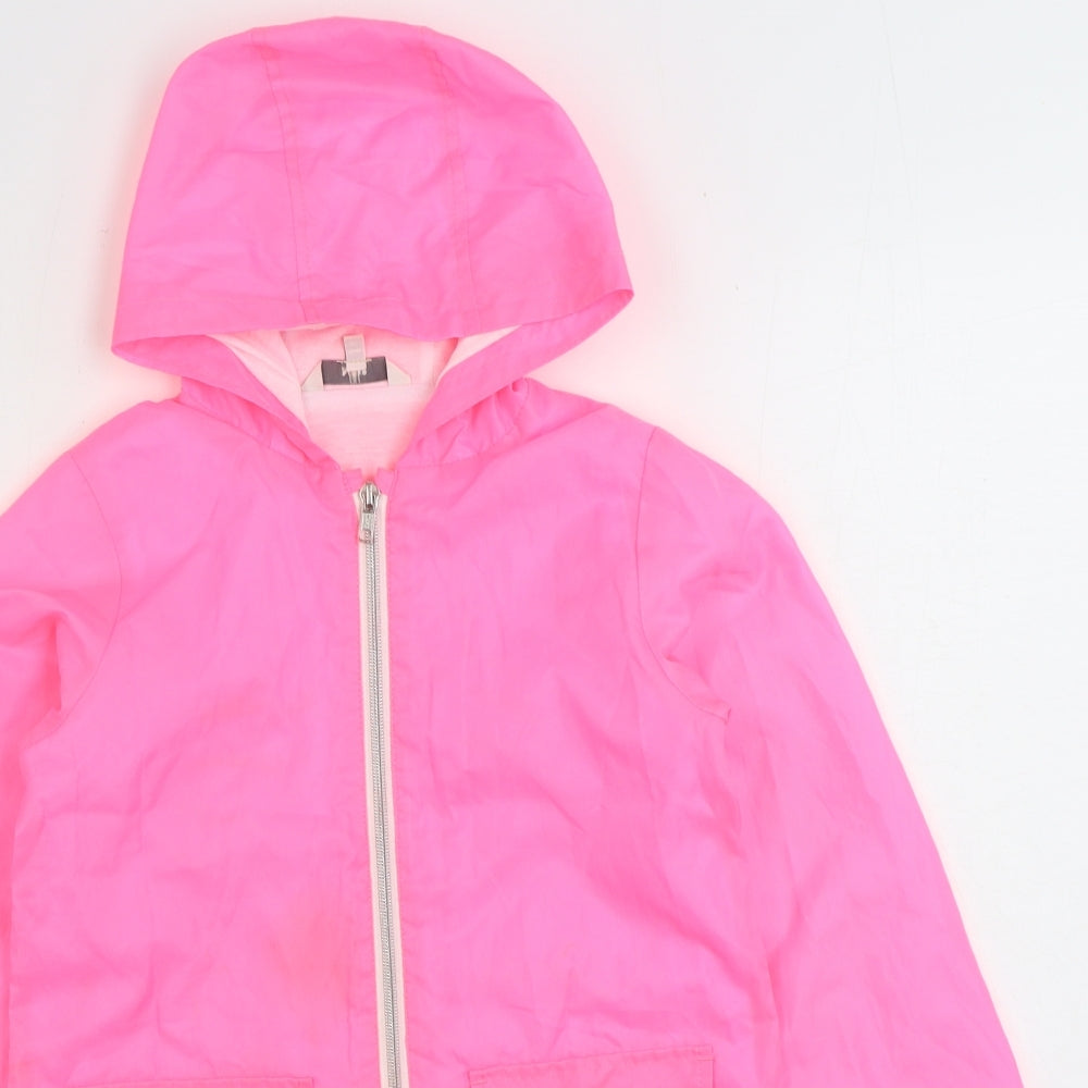 Miss E-Vie Girls Pink Rain Coat Coat Size 9-10 Years Zip
