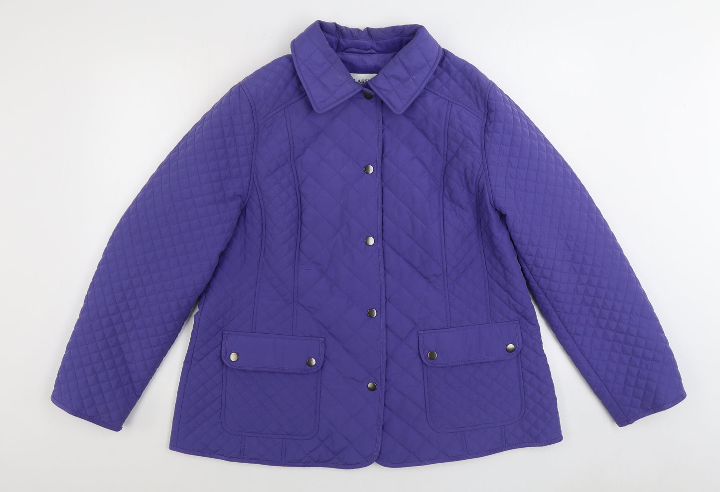 Marks and Spencer Womens Purple Quilted Coat Size 18 Snap