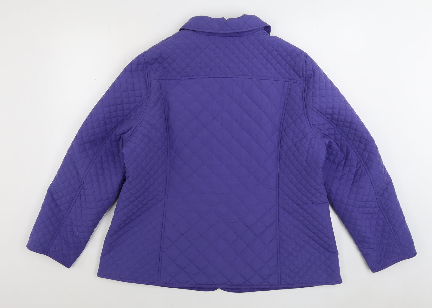 Marks and Spencer Womens Purple Quilted Coat Size 18 Snap