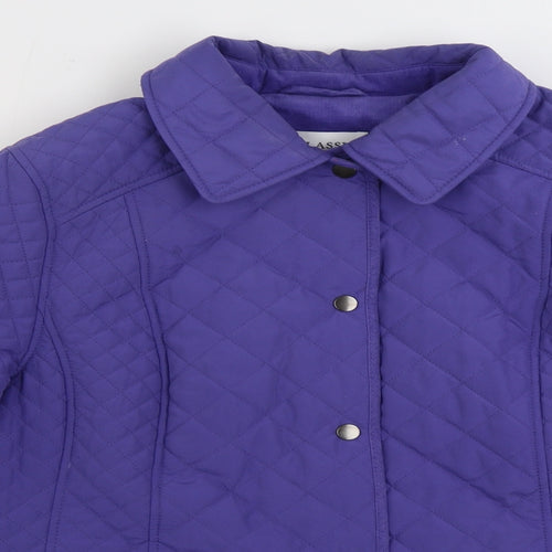 Marks and Spencer Womens Purple Quilted Coat Size 18 Snap
