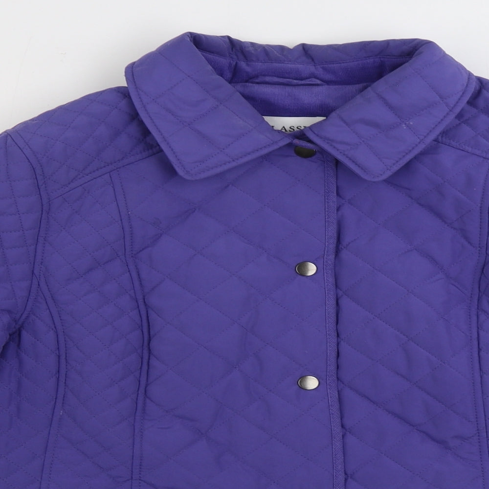 Marks and Spencer Womens Purple Quilted Coat Size 18 Snap